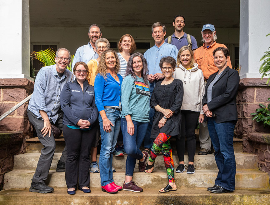 Faculty and staff of the Penn State College of Medicine Department of Humanities are pictured outdoors in 2019.