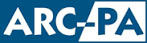 The logo for the Accreditation Review Commission on Education for the Physician Assistant, or ARC-PA, is the letters ARC in white on a dark blue background and the letters PA in dark blue on a white background, with a hyphen between them splitting the two sets of colors.