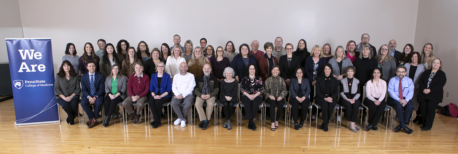 Group of about 50 people who are faculty, staff and leadership under Educational Affairs at Penn State College of Medicine