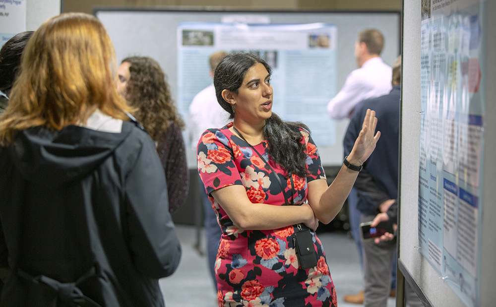 Photo of Amarpreet Ahluwalia, a medical student at the time, presenting research, in 2019.